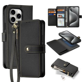 Etui do iPhone 15 Pro Max Dux Ducis Lawa Wallet Mag Skórzane Czarny