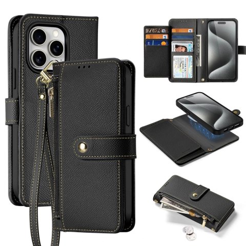 Etui do iPhone 15 Pro Max Dux Ducis Lawa Wallet Mag Skórzane Czarny