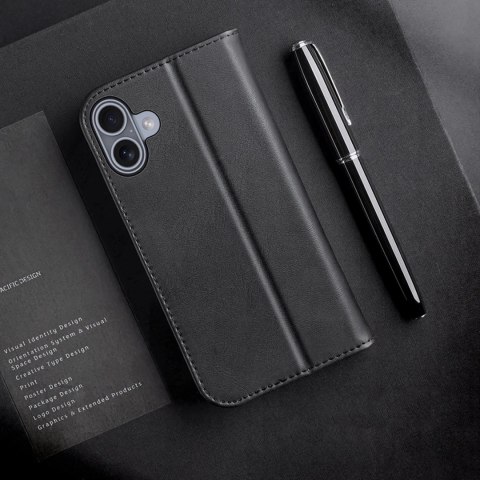 Etui do iPhone 16 Dux Ducis Hivo Skórzane z RFID i Podstawką Czarne