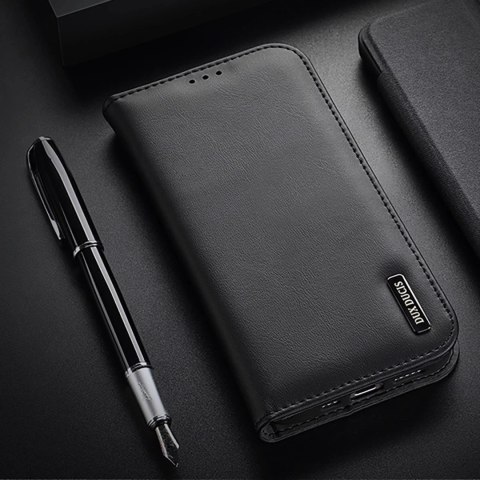 Etui do iPhone 16 Dux Ducis Hivo Skórzane z RFID i Podstawką Czarne