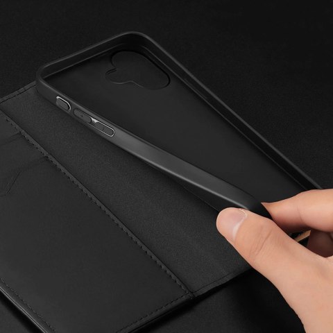 Etui do iPhone 16 Dux Ducis Hivo Skórzane z RFID i Podstawką Czarne