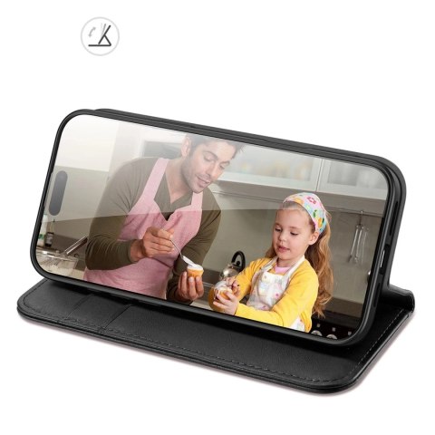 Etui do iPhone 16 Pro Dux Ducis Hivo Skórzane z RFID Czarne
