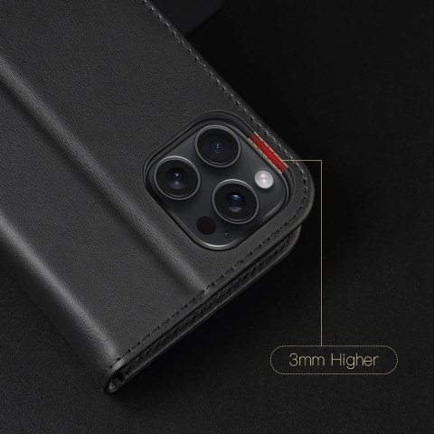 Etui do iPhone 16 Pro Dux Ducis Hivo Skórzane z RFID Czarne