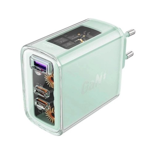Ładowarka sieciowa Acefast A45 GaN 65W 3 porty (1xUSB, 2xUSB-C) zielona