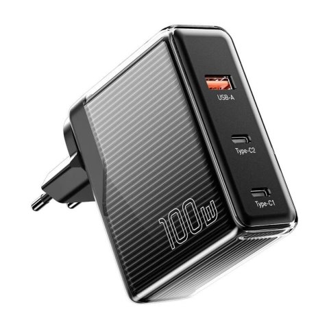 Ładowarka sieciowa, Essager 100W GaN, USB-A, 2xUSB-C, szybkie ładowanie