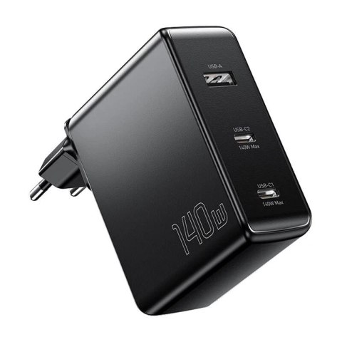 Ładowarka sieciowa Essager ECT2CA-MQB01-Z 140W 2xUSB-C, USB-A Czarna Black