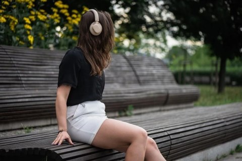 Słuchawki bezprzewodowe nauszne Forcell F-Audio ANC Touch Beat beżowe