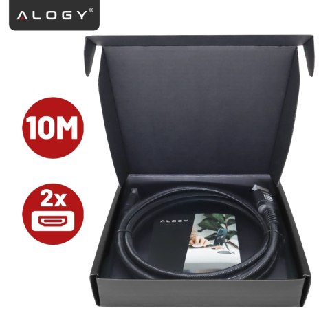 Kabel HDMI 2.1 10 m, 4K/8K Alogy Ultra High Speed™ 48 Gbps 60Hz, Premium z Pozłacanymi Końcówkami, Nylonowy Oplot, Miedziany - C