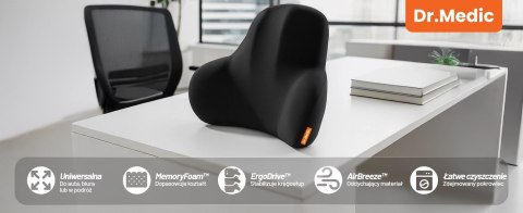 Poduszka do Samochodu pod Plecy Lędźwie DR.MEDIC ErgoDrive™ Ergonomiczna poduszka lędźwiowa na fotel krzesło do biura gaming aut