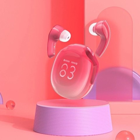 Słuchawki Acefast T9 Bluetooth 5.3 LED IPX4 - Douszne, Czerwone