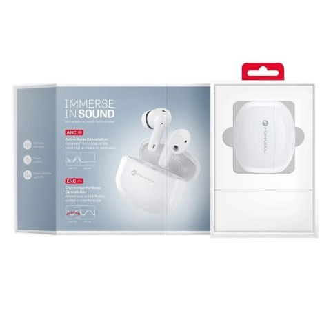 Słuchawki bezprzewodowe douszne BT 5.3 Forcell F-Audio TWS Clear Sound białe