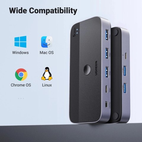 UGREEN CM662 PRZEŁĄCZNIK USB 3.0 2-IN-4 + PILOT + 2x KABEL 5Gb/s