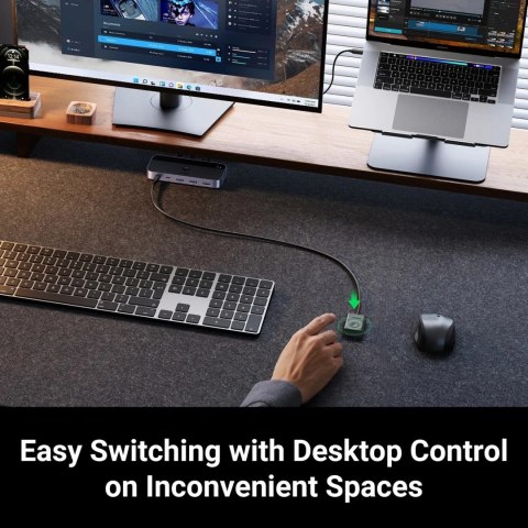 UGREEN CM662 PRZEŁĄCZNIK USB 3.0 2-IN-4 + PILOT + 2x KABEL 5Gb/s