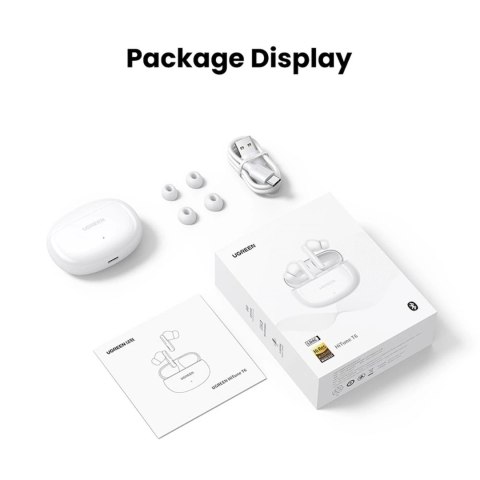 UGREEN HITUNE T6 SŁUCHAWKI ANC BT 5.3 IPX5 USB-C BIAŁE + KABEL