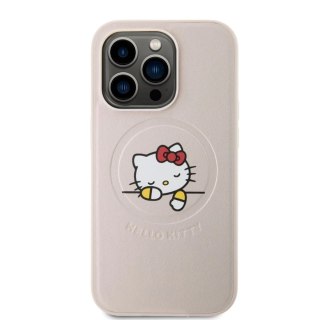 ETUI DO IPHONE 15 PRO HELLO KITTY PU ASLEEP LOGO MAGSAFE RÓŻOWY