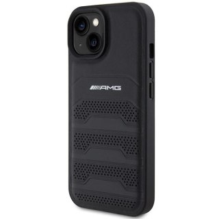 Etui do iPhone 15 AMG Leather Debossed Lines czarne