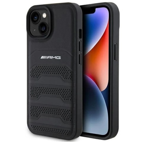 Etui do iPhone 15 AMG Leather Debossed Lines czarne