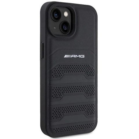 Etui do iPhone 15 AMG Leather Debossed Lines czarne