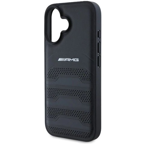 Etui do iPhone 16 AMG Leather Debossed Lines czarne