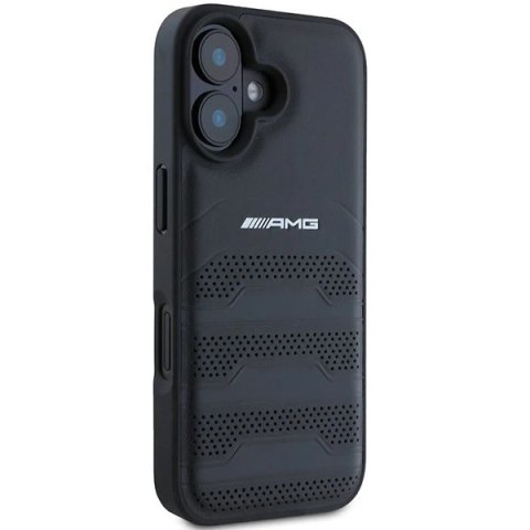 Etui do iPhone 16 AMG Leather Debossed Lines czarne