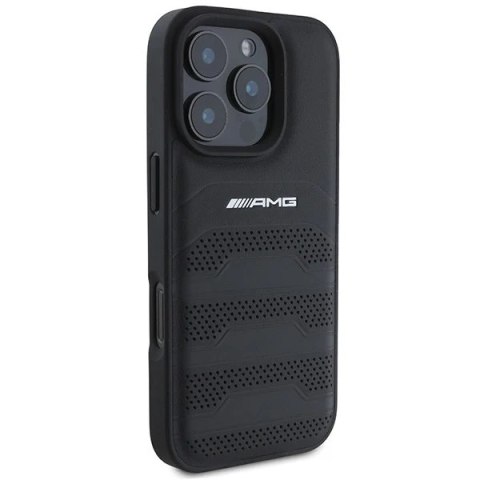 Etui do iPhone 16 Pro AMG Leather Debossed Lines czarne