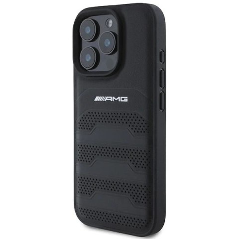 Etui do iPhone 16 Pro Max AMG Leather Debossed Lines czarne