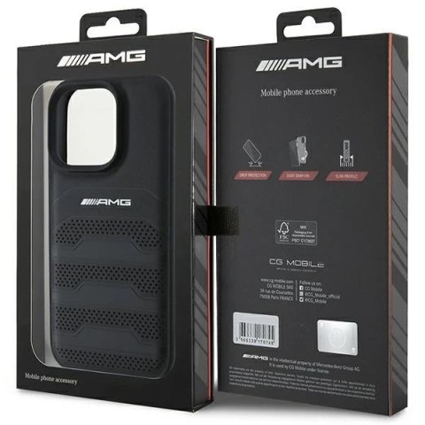 Etui do iPhone 16 Pro Max AMG Leather Debossed Lines czarne