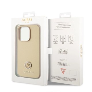 GUESS PU 4G Strass Metal Logo Case do iPhone 15 Pro Max - Złoty
