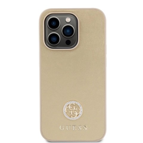 GUESS PU 4G Strass Metal Logo Case do iPhone 15 Pro Max - Złoty