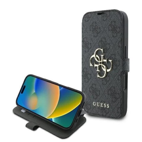 Guess 4G Metal Logo Book Case do iPhone 16 6,1″ - Black