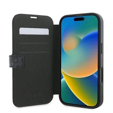 Guess 4G Metal Logo Book Case do iPhone 16 Pro 6,3″ - Black