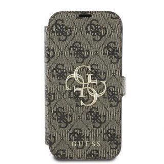Guess 4G Metal Logo Book Case do iPhone 16 Pro Max - Brown