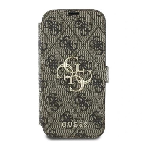 Guess 4G Metal Logo Book Case do iPhone 16 Pro Max - Brown