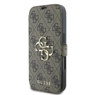 Guess 4G Metal Logo Book Case do iPhone 16 Pro Max - Brown