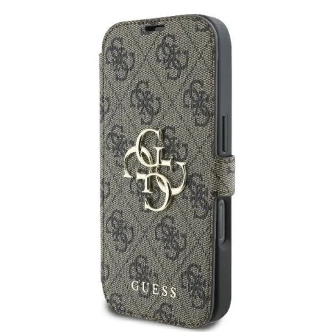 Guess 4G Metal Logo Book Case do iPhone 16 Pro Max - Brown