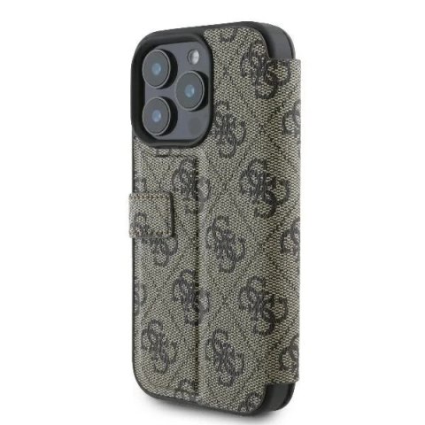 Guess 4G Metal Logo Book Case do iPhone 16 Pro Max - Brown