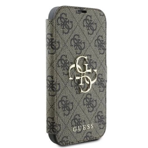 Guess 4G Metal Logo Book Case do iPhone 16 Pro Max - Brown
