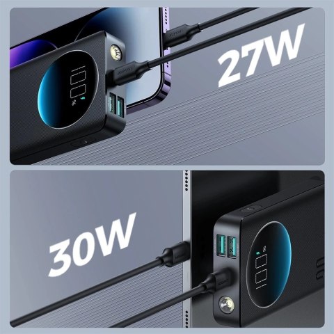 Joyroom JR-PBF01 Powerbank 10000 mAh 30 W PD + latarka + etui - czarny