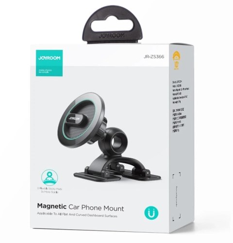 Joyroom JR-ZS366 magnetyczny uchwyt na deskę rozdzielczą z 360° obrotem - czarny