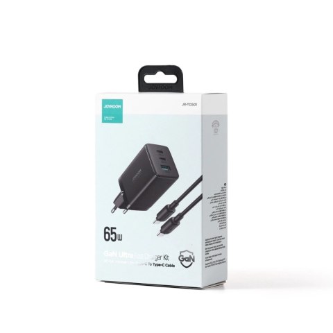 Joyroom TCG01 GaN 65W - szybka ładowarka 2× USB-C + USB-A + kabel 100W
