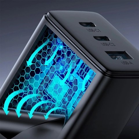 Joyroom TCG01 GaN 65W - szybka ładowarka 2× USB-C + USB-A + kabel 100W