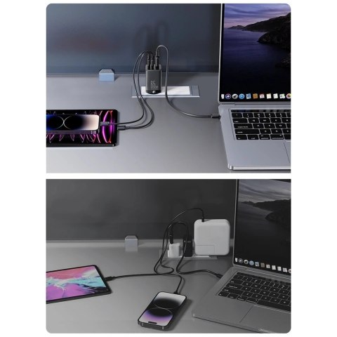Joyroom TCG01 GaN 65W - szybka ładowarka 2× USB-C + USB-A + kabel 100W