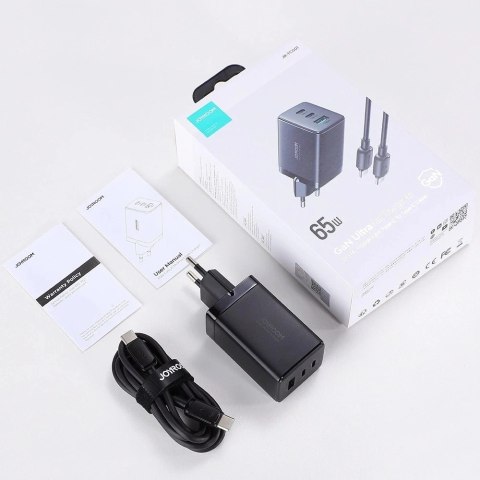 Joyroom TCG01 GaN 65W - szybka ładowarka 2× USB-C + USB-A + kabel 100W
