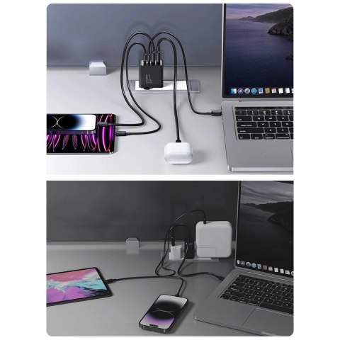 Joyroom TCG02 GaN 67W - szybka ładowarka 2× USB-C + 2× USB-A + kabel 100W