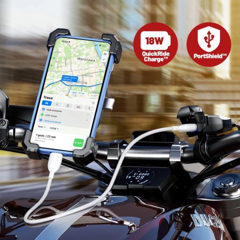 Ładowarka Motocyklowa Kewig USB-A 18W, Szybkie Ładowanie QC, Wodoodporna IP65 z Wyłącznikiem i Podświetleniem LED, Montaż na Kie