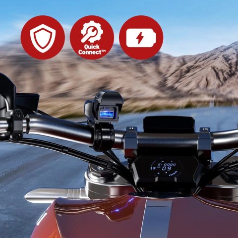 Ładowarka Motocyklowa Kewig USB-A 18W, Szybkie Ładowanie QC, Wodoodporna IP65 z Wyłącznikiem i Podświetleniem LED, Montaż na Kie