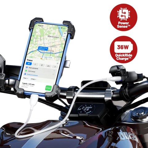 Ładowarka Motocyklowa Kewig USB-C 36W, Szybkie Ładowanie QC, Wodoodporna IP65 z Wyłącznikiem i Podświetleniem LED, Montaż na Kie