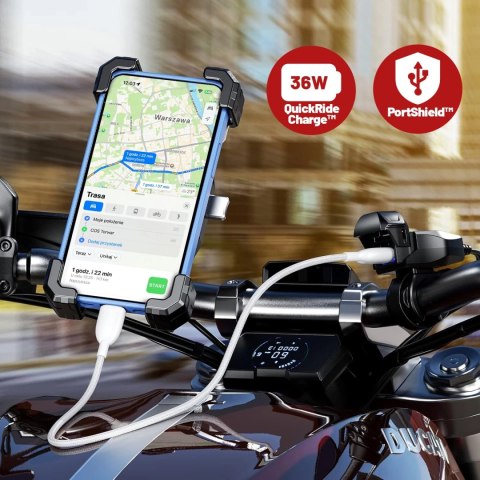 Ładowarka Motocyklowa Kewig USB-C 36W, Szybkie Ładowanie QC, Wodoodporna IP65 z Wyłącznikiem i Podświetleniem LED, Montaż na Kie