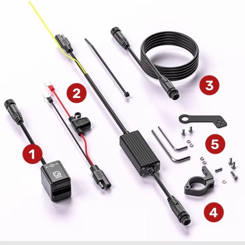 Ładowarka Motocyklowa Kewig, Uniwersalna Aluminiowa 100W, Dwukierunkowa z Woltomierzem, Szybkie Ładowanie USB-A i USB-C, Intelig