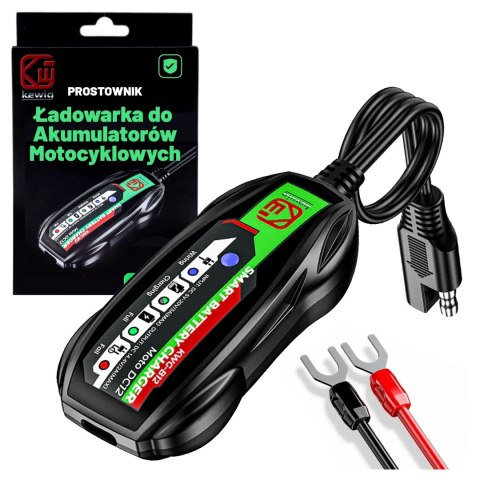 Ładowarka do Akumulatorów Motocyklowych Kewig B12 - Prostownik Mini z Podłączeniem do Akumulatora, USB-C z Gniazdka lub Powerban